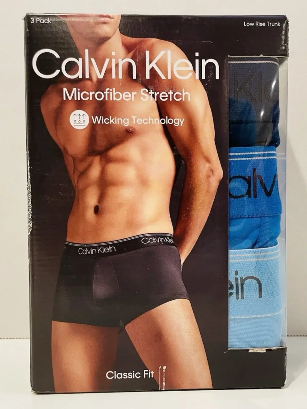 Calvin Klein Men's Microfiber Stretch Low Rise Trunks 3 Pack Medium New